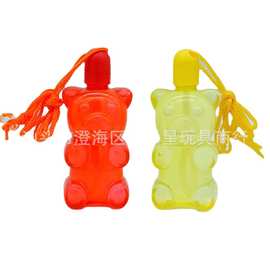 儿童透明小熊泡泡水带挂绳 卡通熊瓶装吹泡泡水塑料瓶泡泡液玩具
