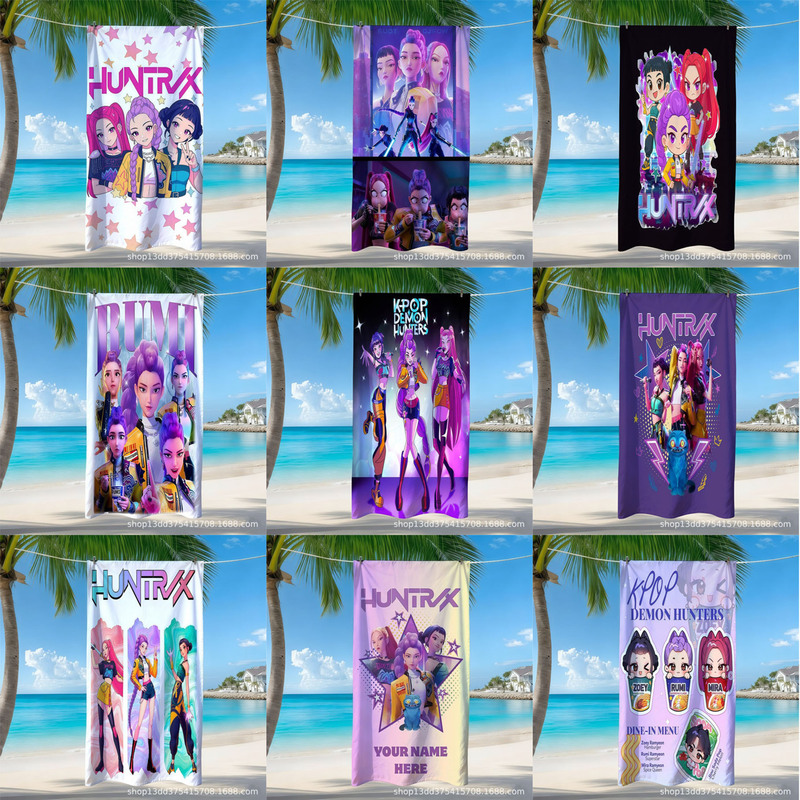 Cross-Border Popular Kpop Demon-Hunting Girl Group Beach Towel, Quick-Drying Bath Towel for Seaside Vacation, Microfiber Beach Towel Cross-Border Popular Kpop Demon-Hunting Girl Group Beach Towel, Quick-Drying Bath Towel for Seaside Vacation, Microfiber Beach Towel