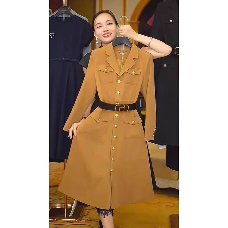 法式高级感正式场合气场强大女装西装连衣裙秋冬季长裙老钱风穿搭|undefined