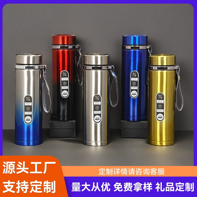 Трансграничный новый 304 нержавеющая сталь термос чашка умная домашняя прямая чашка подарок слинг спортивный чайник