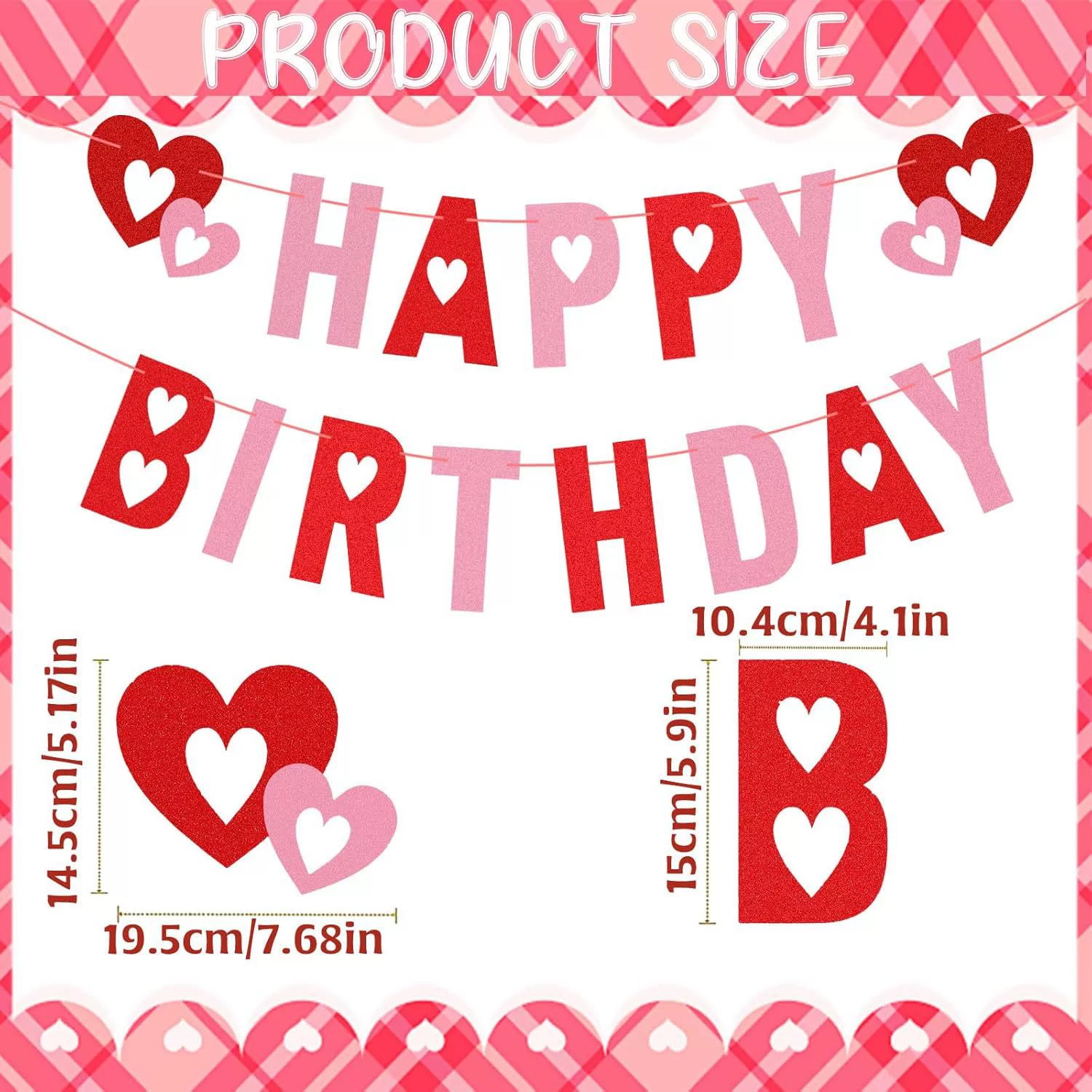 Украшение ко Дню святого Валентина? Нет, оригинал: Valentine's Day Decoration Birthday Banner, Glitter Happy Birthday Banner Heart Shape Ornament Birthday Hanging Banner Love