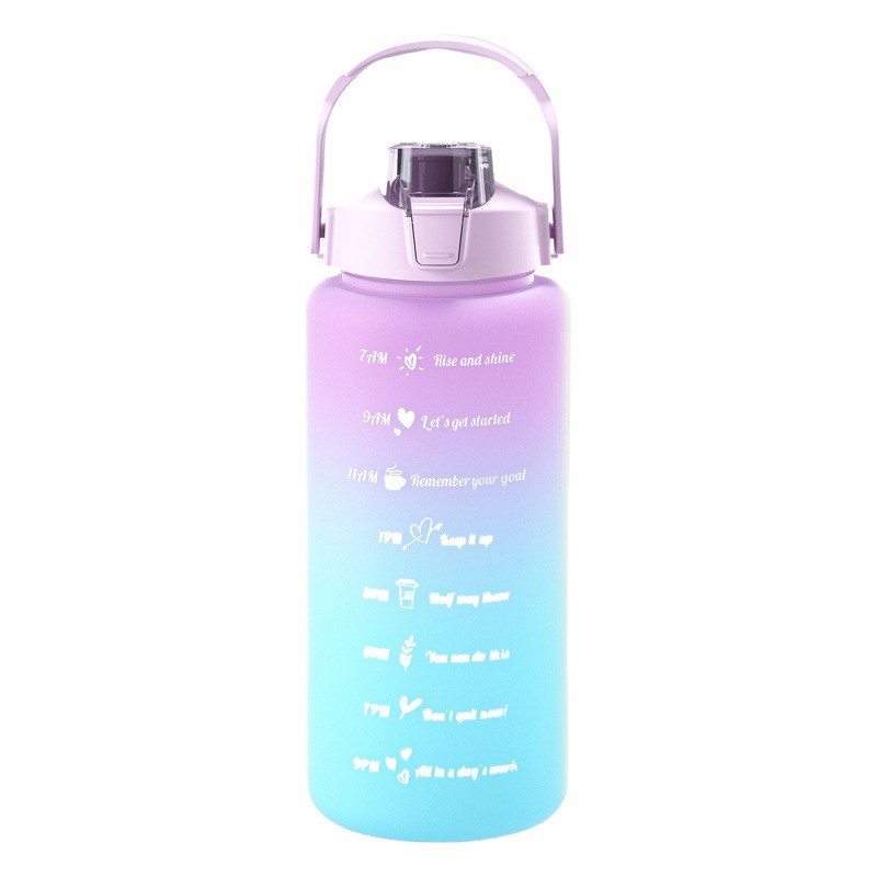 Taza de agua de gran capacidad taza de paja de plástico espacio simple olla botella de equitación deportes al aire libre taza de agua conjunto de tres piezas con caja