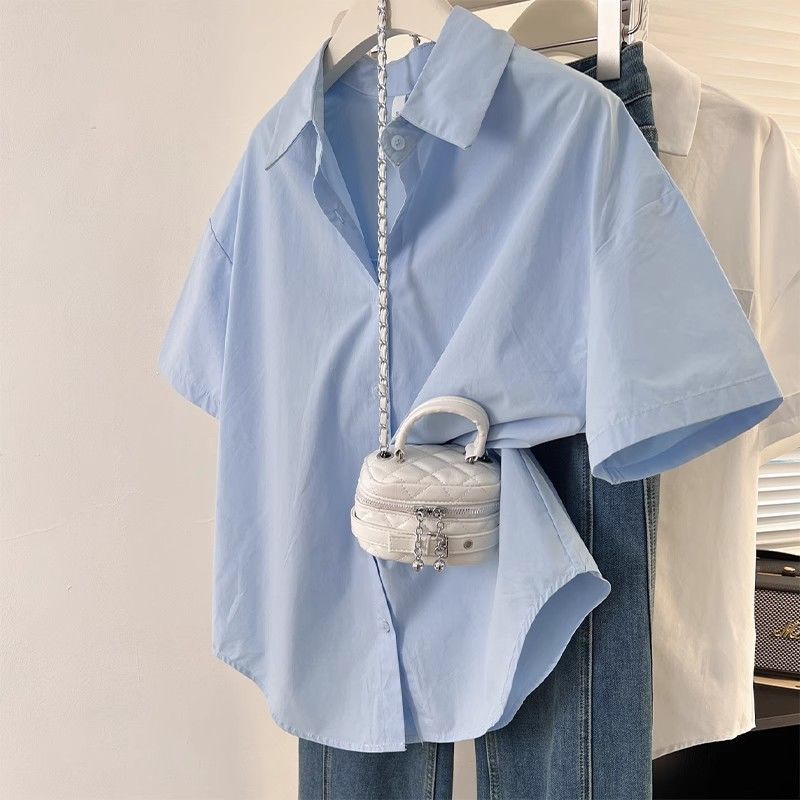 Blue solid shirt