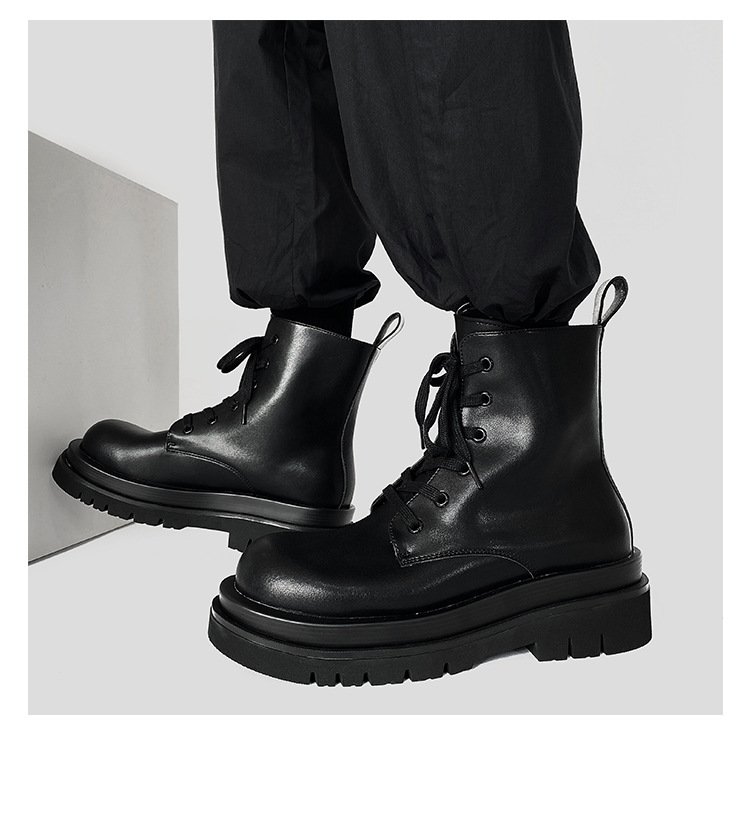 2024 Autumn New 6-Hole Martin Derby Leather Heightening Men's Shoes Couple Versatile Thick Sole Boots_voghion.com