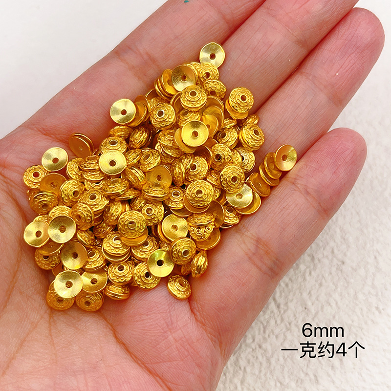 按克称S925银镀24K金花托手链项链串饰diy配件手工隔珠半成品|undefined
