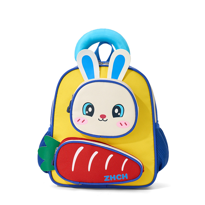 Dibujos animados lindo jardín de infantes mochila para bebé lindo conejo blanco divertido zanahoria mochila para niños y niñas mochila para niños marea