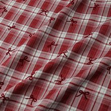 春夏红格蝴蝶结喜庆衬衣连衣裙发圈圣诞装饰布宽松阔腿裤时装面料