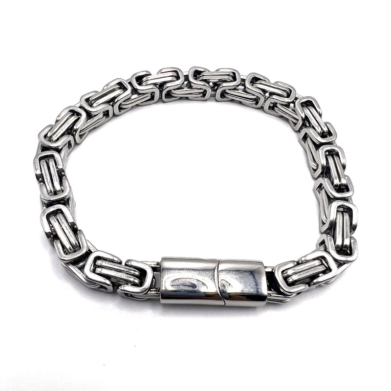 European and American hip hop titanium steel men's emperor bracelet upgraded magnet buckle bracelet hip hop all-match byzantine bracelet