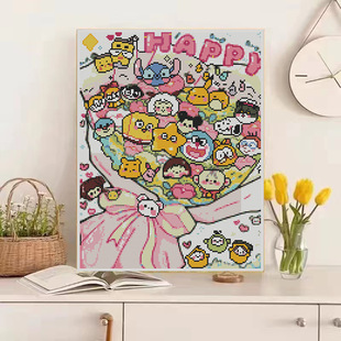bouquet diamond painting diy landscape flower cartoon hand paste full diamond bedroom with frame decompression brick stone painting wholesale