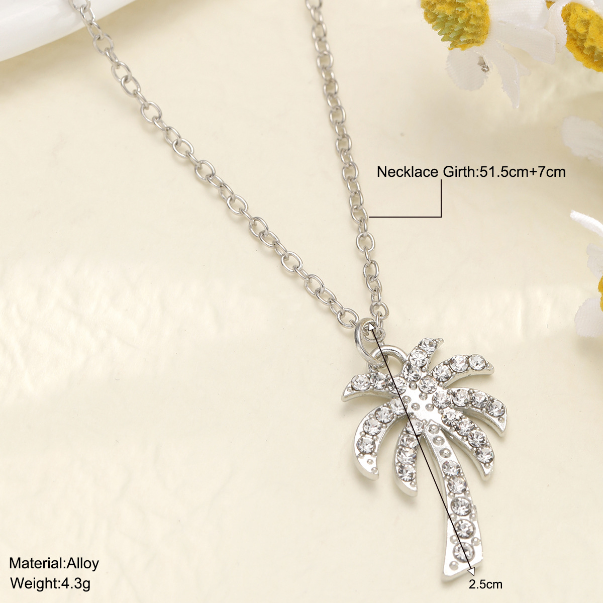 Diamond Encrusted Coconut Tree Pendant Necklace For Women_voghion.com