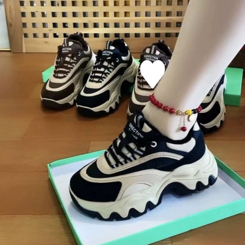 Модные женские кроссовки на платформе 2025, новые весенние универсальные повседневные туфли с эффектом увеличения роста