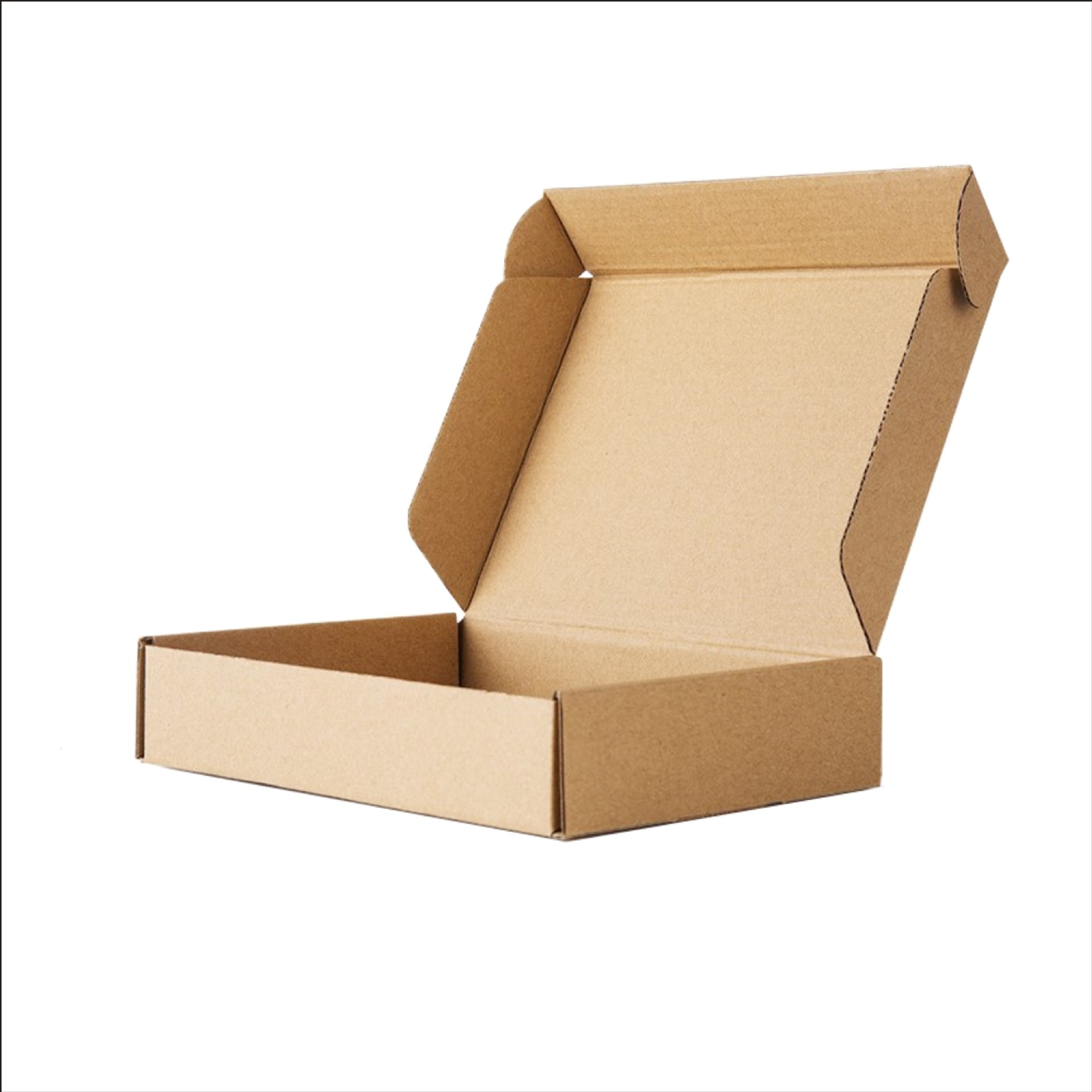 Caja de avión rectangular en stock, caja de embalaje ondulada de tres capas, cuero de vaca puede imprimir logotipo y caja de papel gruesa.