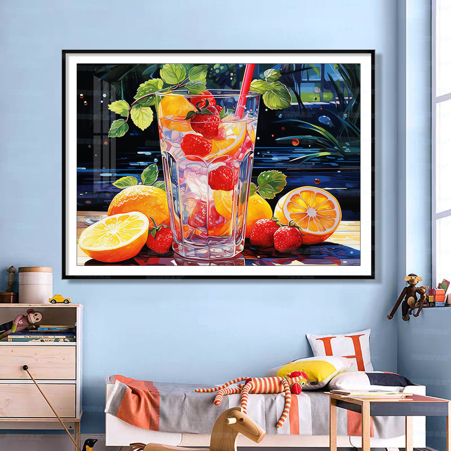 Monalisa real Cruz puntada fruta té nuevo pequeño moderno simple salón decoración Bordado de hilo hecho a mano image 3