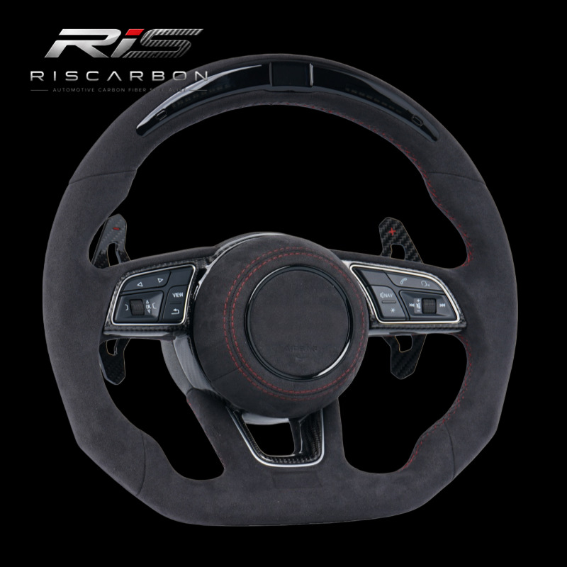 Suede leather steering wheel with LED lights compatible with Volkswagen Audi Golf MK7/MK7.5 GTI/R B8A7B9