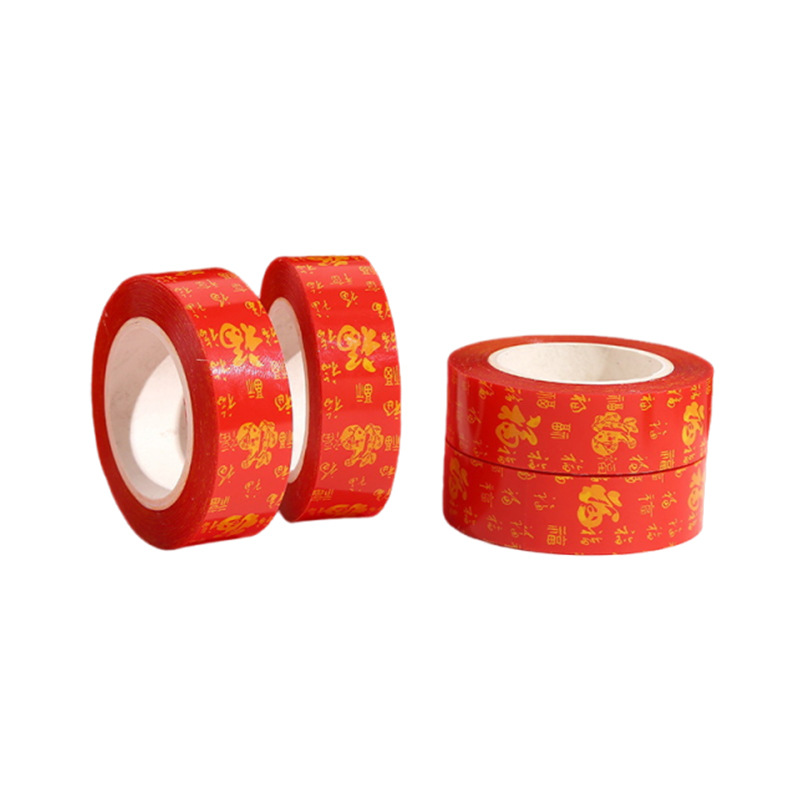 Cinta adhesiva de tela, adhesivo sin rastro, fácil de rasgar, decoración de paredes para salones de boda, pegatinas con el carácter Fu, cinta especial de doble cara para couplets del Festival de Primavera.