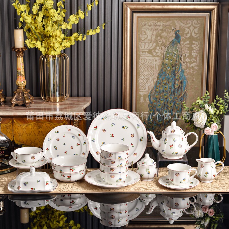 Cross-Border Weibo Small Garden Ceramic Afternoon Tea Cup and Saucer Set, Fresh Coffee Cup and Saucer Set, High-Value Gift for Home Use Cross-Border Weibo Small Garden Ceramic Afternoon Tea Cup and Saucer Set, Fresh Coffee Cup and Saucer Set, High-Value Gift for Home Use