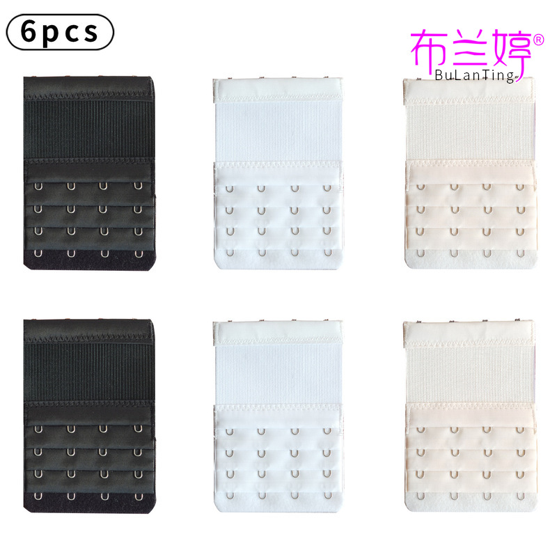 6pcs弹性松紧内衣延长扣后背胸罩搭扣松紧锁密四排四扣文胸加长扣|ru