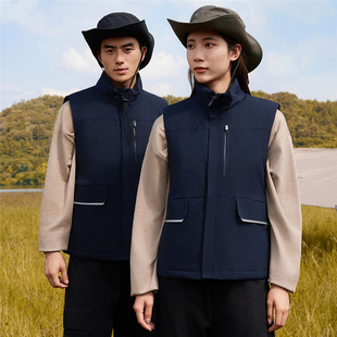 Anti-freezing cold-proof parka fleece-lined vest down cotton vest outdoor travel camping advertising vest printed LOGO
