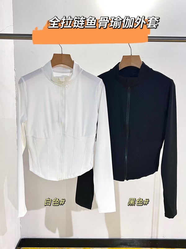 032079女瑜伽服长袖紧身拉链外套显瘦立领运动上衣拼接外套|undefined