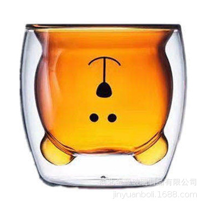 Dibujos animados lindo colorido transparente vidrio de doble capa taza de café taza de vidrio borosilicato taza de oso jugo taza de leche