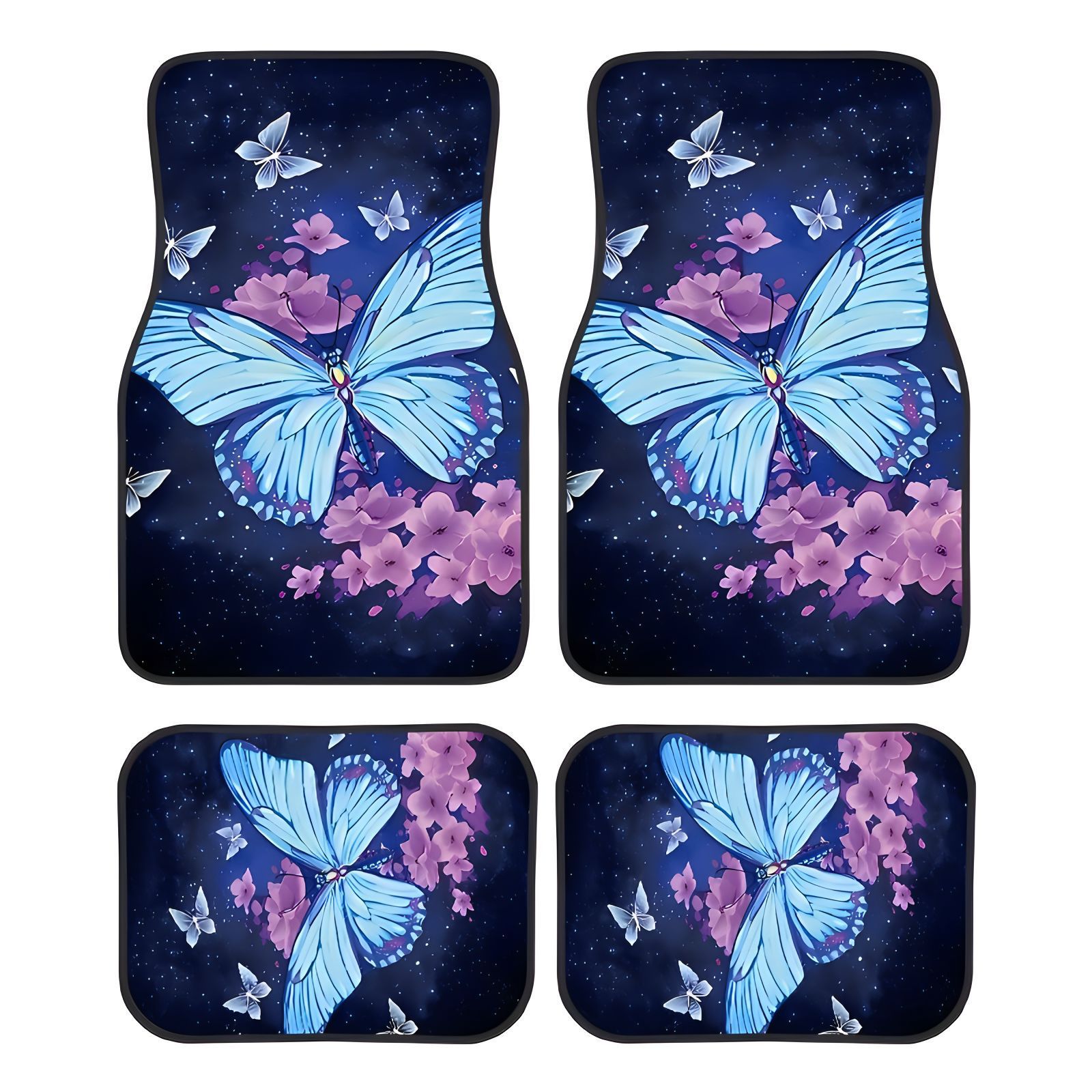 Cross-Border Temu Hot-Selling Butterfly Car Floor Mats, Four-Piece Set for All Seasons, Dirt-Resistant, Wear-Resistant, Anti-Scratch Mats