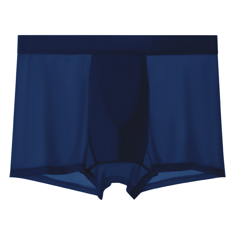 Calzoncillos de seda de hielo de verano calzoncillos boxer de seda de hielo para hombres cabeza entrepierna antibacteriana color sólido cuatro esquinas pantalones cortos para niños nuevos para hombres