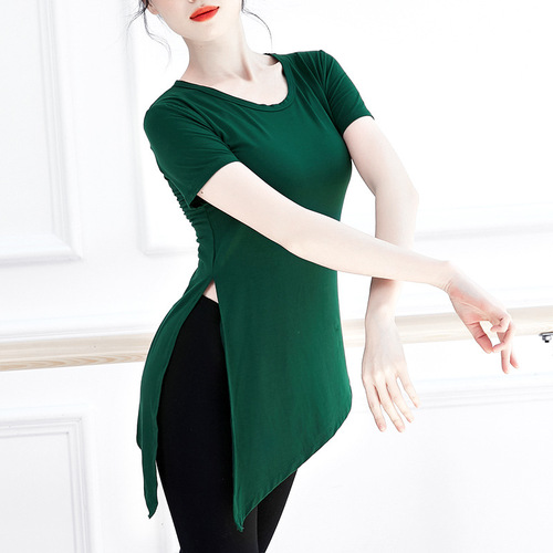 Modern classical dance squareLatin Ballroom Salsa Ballet Practice Dance Tops for Women Girlswith short sleeves dance acrobatics female clothing