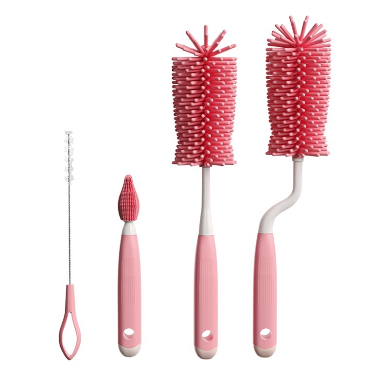 Cepillo giratorio para biberón Juego de 3 piezas Cepillo para chupete Pajita Lavado para bebés Biberón Juego de cepillo de limpieza especial para bebés