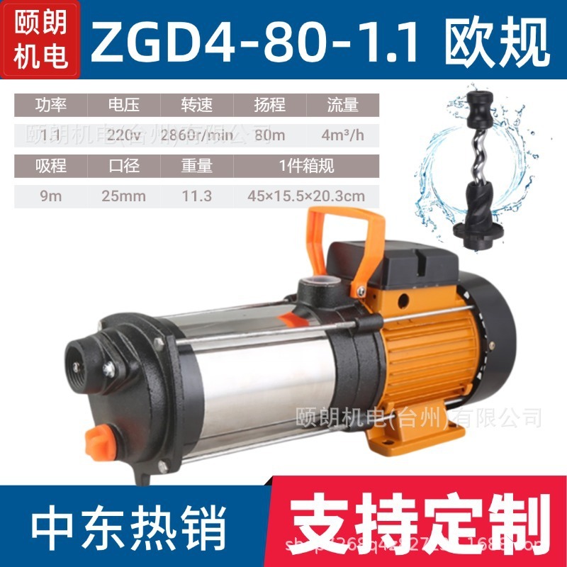 外贸ZGD螺杆自吸泵高扬程220v欧规自来水压泵水井水塔供水推力泵|undefined