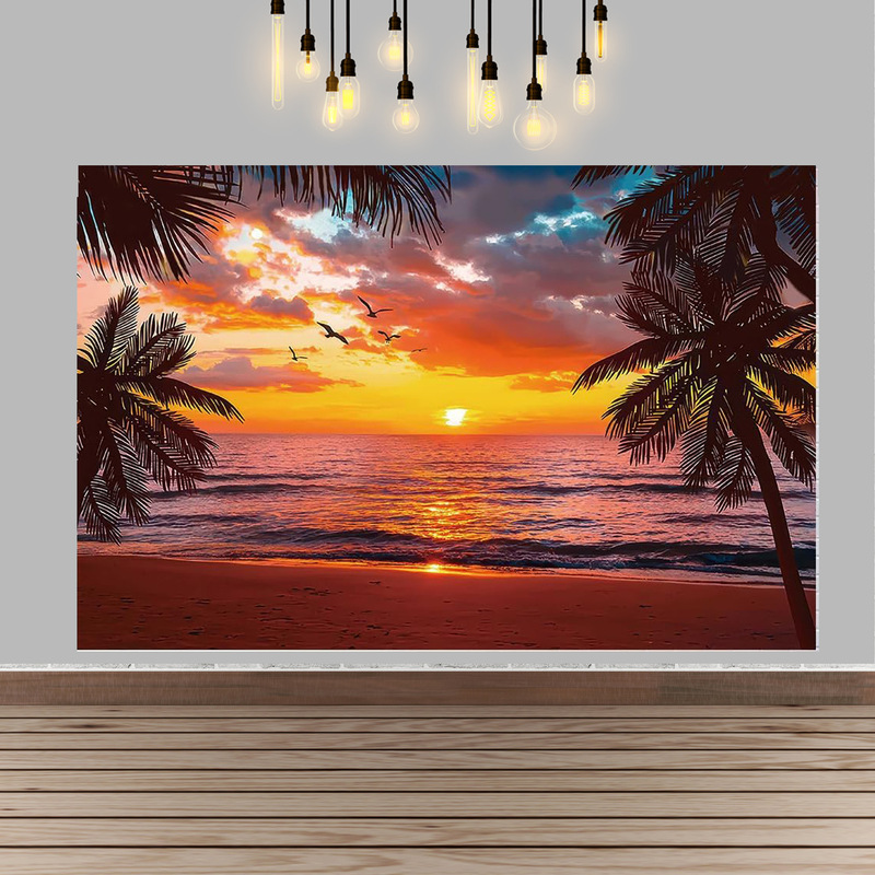 Amazon Hawaii Beach Sunset Afterglow Photo Decoration Banner Party Photography Props Photography Background Cloth