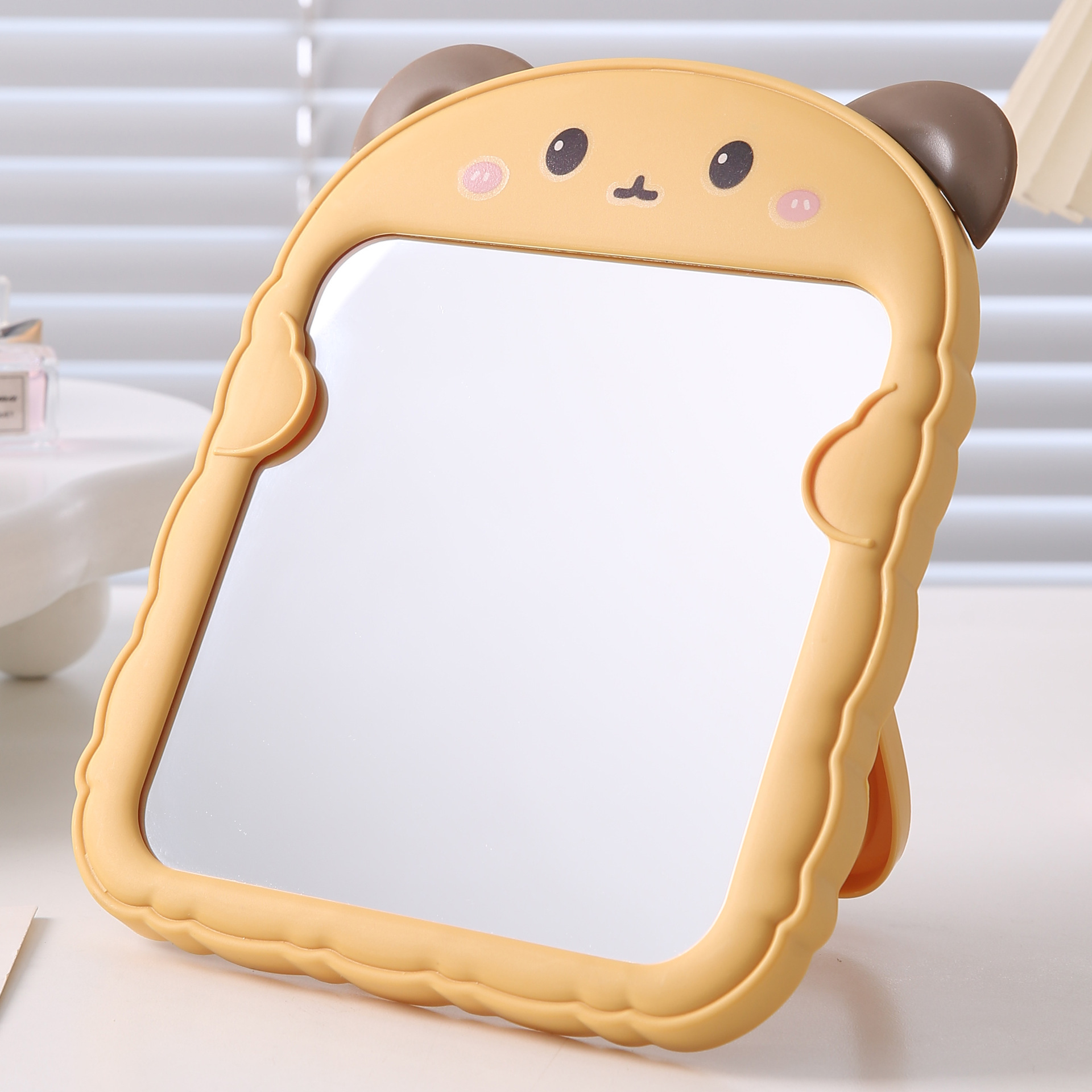 Espejo de maquillaje encantador para el hogar colgado en la pared, espejo de vestir para niños, espejo de escritorio para estudiantes de plástico plegable grande