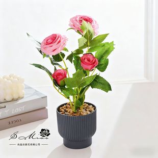 Fake Flower Pastoral Style Rose Flower Bonsai Artificial Flower Fashion Creative Ornaments Decorative Artificial Green Plants Artificial Potted Plants