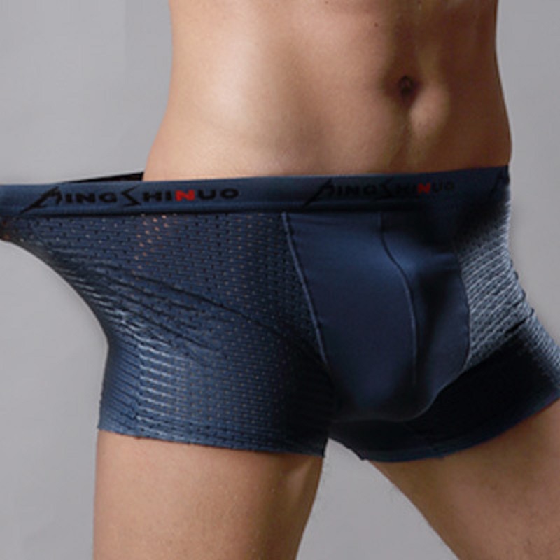 Calzoncillos Boxer de los hombres de seda de hielo verano malla transpirable malla hueco modal Boxer shorts cabeza fábrica al por mayor