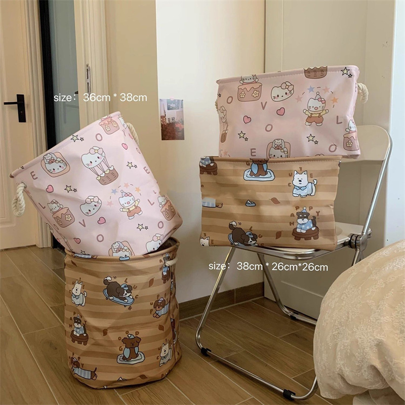 Linda canasta de ropa sucia doméstica, canasta de lavandería plegable de gran capacidad, artículos diversos, canasta de almacenamiento de juguetes portátiles, barril, dormitorio, hogar