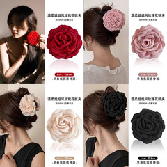 カロレッドローズフラワークリップ 女性用 新型 後頭部用 超可愛いフラワーヘアアクセサリー 人気 シャーククリップ