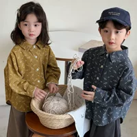 Jiaye Children Pin 2025 детский весенний новый цветок с длинными рукавами рубашка для мужчин и женщин