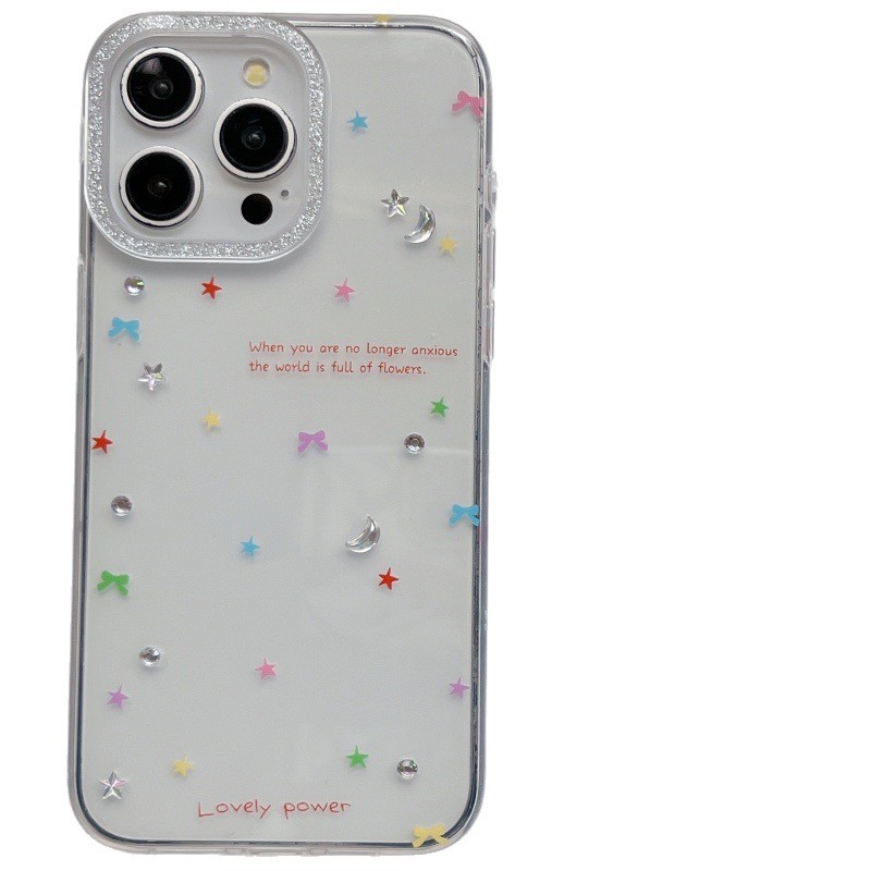 Lente de polvo brillante coreana ins color estrella 16ProMax iphone13/14 para Apple 15 funda para teléfono móvil 16