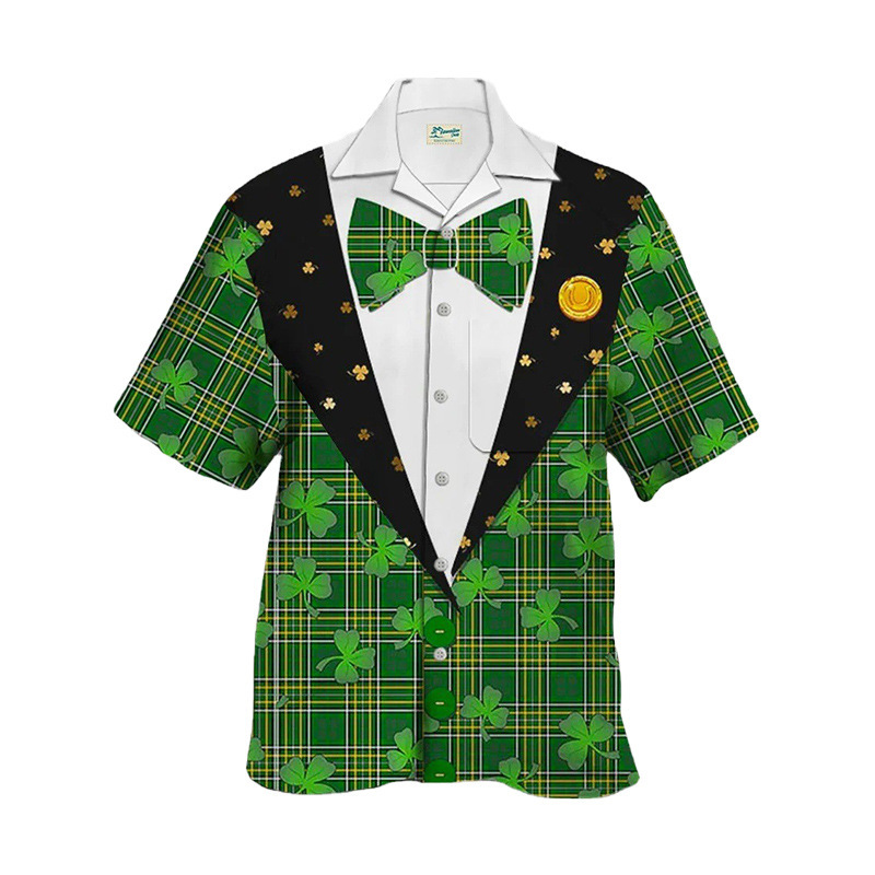 Estación independiente transfronteriza verano nueva camisa impresa digital para hombres tendencia de moda top hawaiano de solapa de manga corta