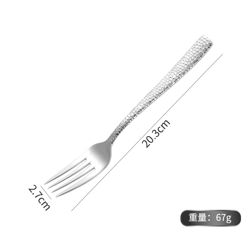 304不锈钢锤纹欧式西餐具刀叉勺加厚水立方牛排刀甜品勺调羹勺子|undefined