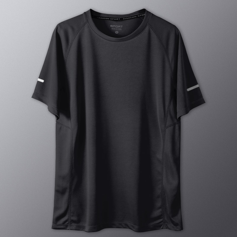 Camiseta deportiva para hombres de verano delgada secado rápido mangas cortas ropa de fitness suelta entrenamiento hielo chaqueta de carrera chaqueta de baloncesto