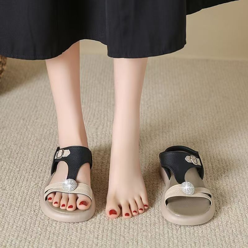 Moda versátil sandalias de dopamina 2026 verano nuevas sandalias de dama plana estilo extranjero cómodas sandalias romanas para mujeres