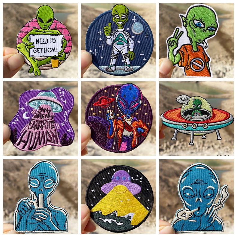 iron on patches,UFO embroidery iron on patches embroidery DIY jacket Patches stickers
