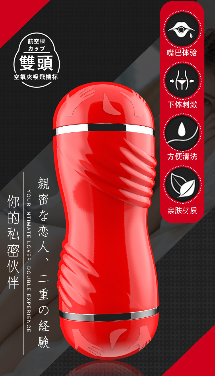 Double-Headed Manual Male Masturbator with ABS and Silicone, Portable — detail image 3