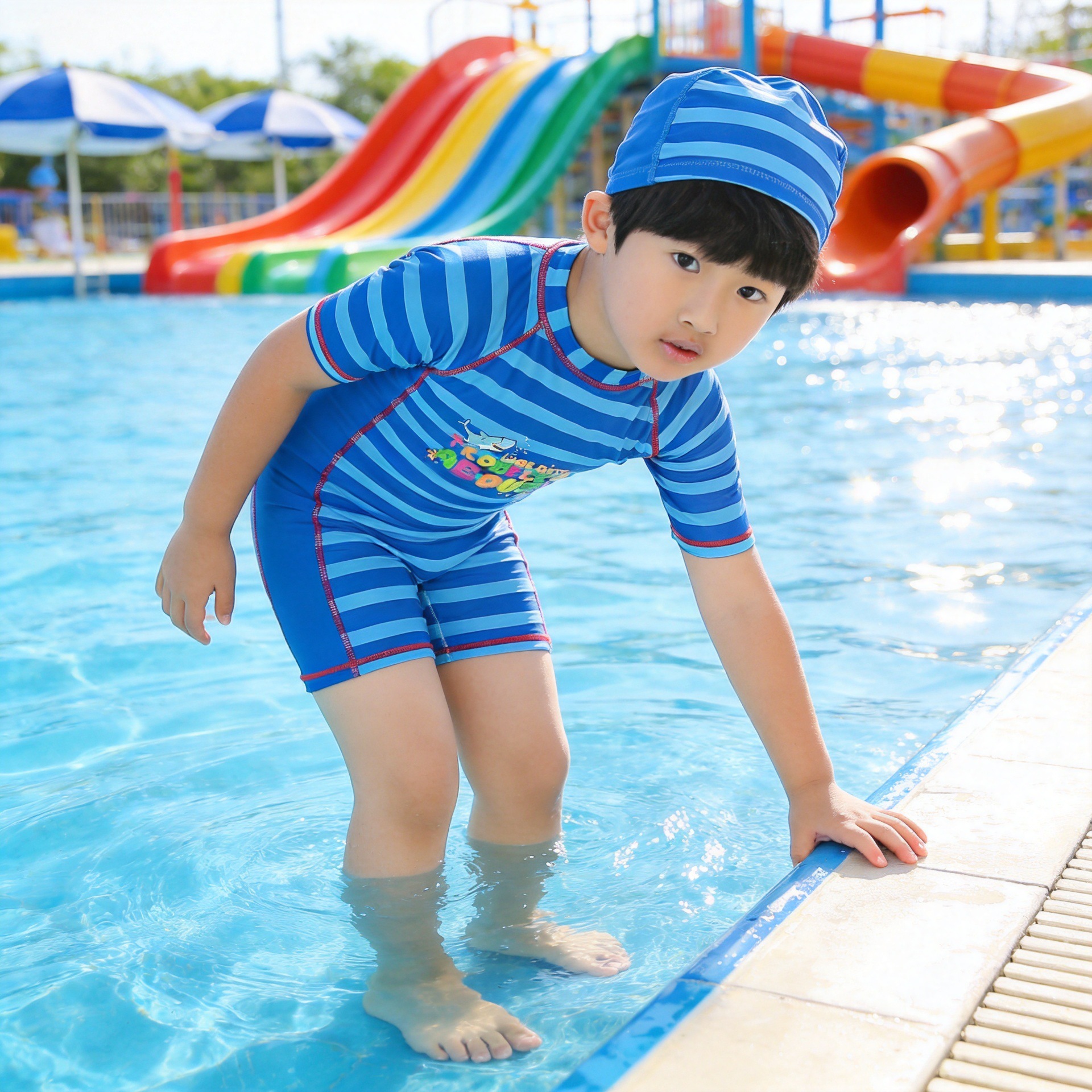 Children's swimwear for swimming for training with zipper for boys