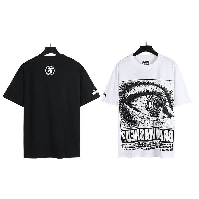 高品质欧美潮牌Hellsta嘻哈印花高品质纯棉短袖男女街潮嘻哈T恤