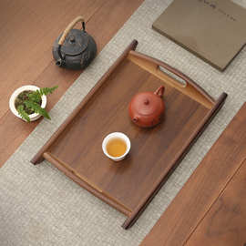家用咖啡杯收纳托盘木质长方形放茶杯盘咖啡器具托盘高级竹制餐盘