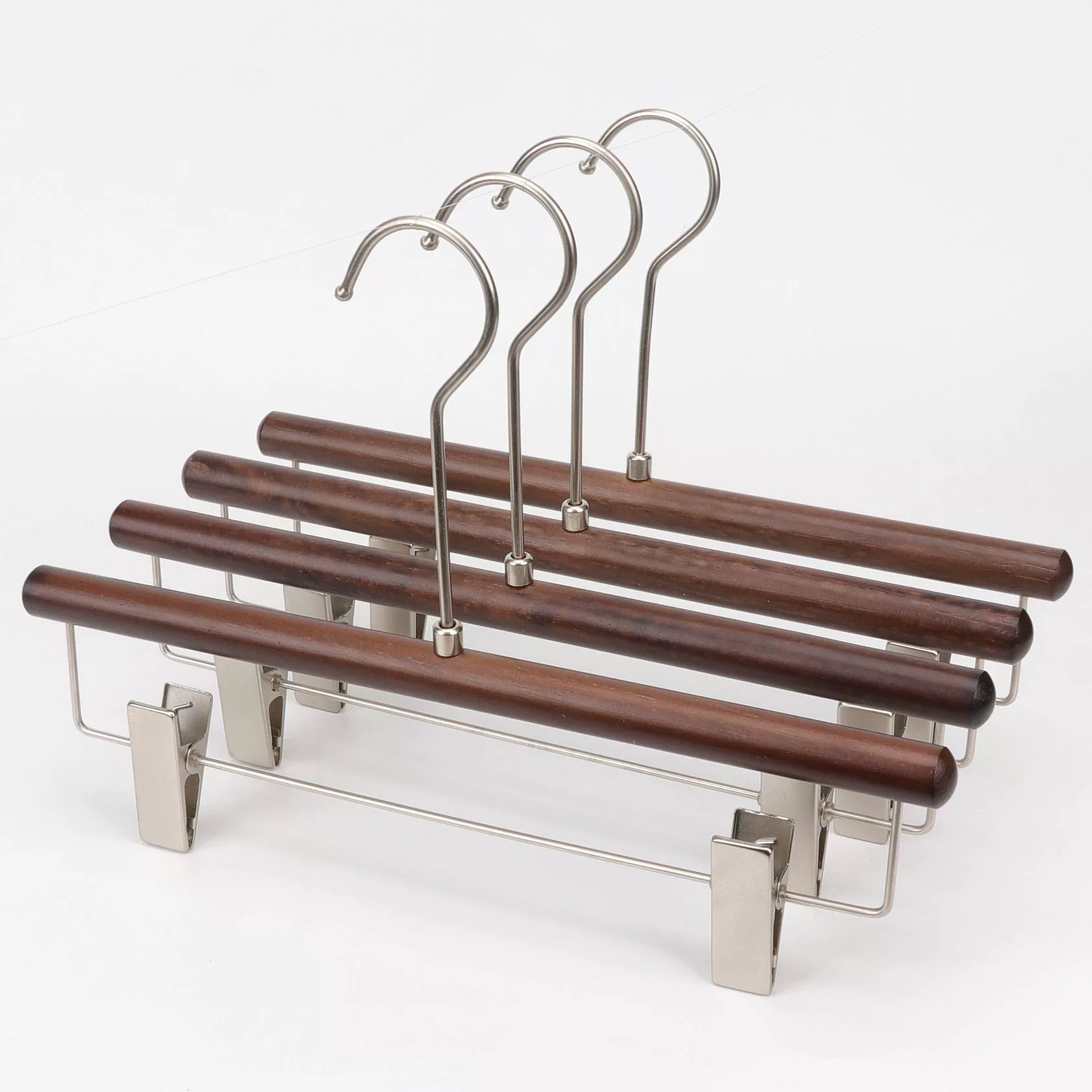 Магазин одежды цвета черного ореха, специальная вешалка для одежды из цельного дерева, деревянная поддержка для одежды, зажим для брюк для дома, отеля, противоскользящий костюм, оптовая продажа