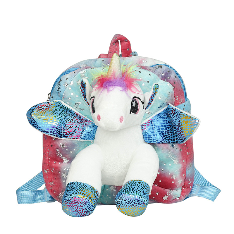 Kindergarten niños de dibujos animados peluche juguete mochila unicornio pequeña bolsa comercio exterior