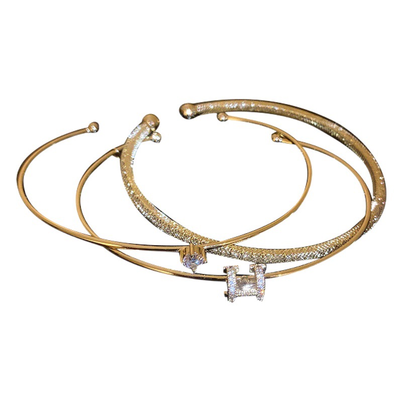 Real oro electrochapado circón círculo Carta Abierta pulsera nicho diseño moda temperamento pulsera nueva pulsera artística