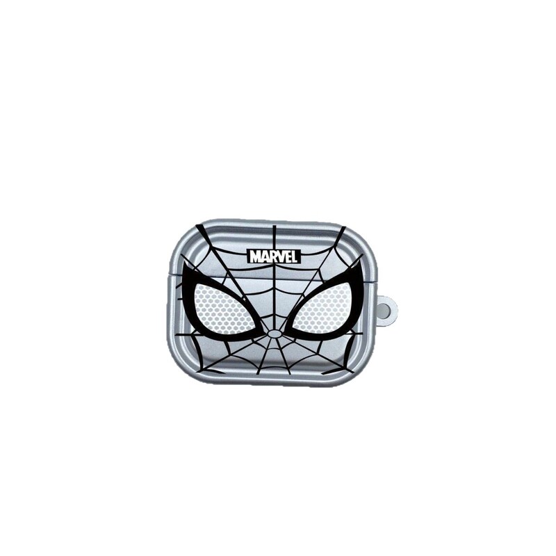 Apple ワイヤレス Bluetooth ヘッドセット電気メッキシルバースパイダーマン airpods アニメ漫画かわいい保護ケースカバーに適しています|undefined